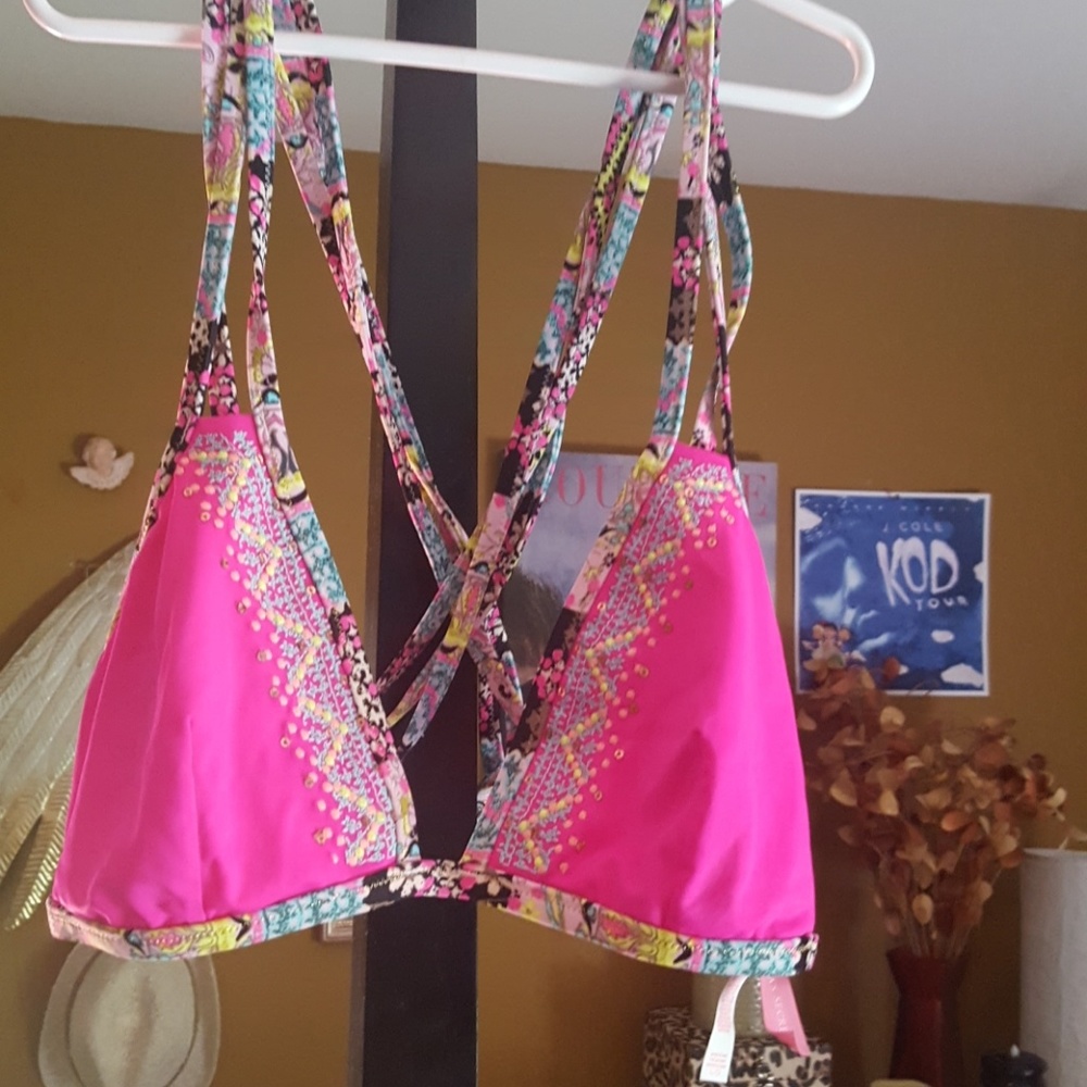 Pink Victoria's Secret large bikini top cross back